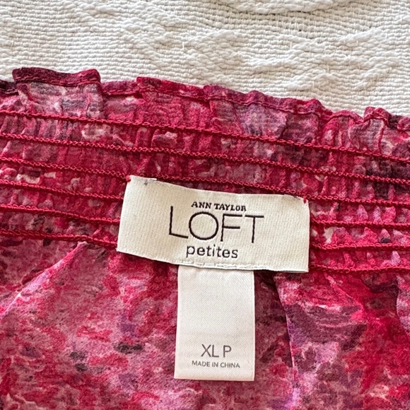 Gently Loved LOFT Vibrant Colorful Sheer Off Shoulder Blouse - Picture 2 of 8